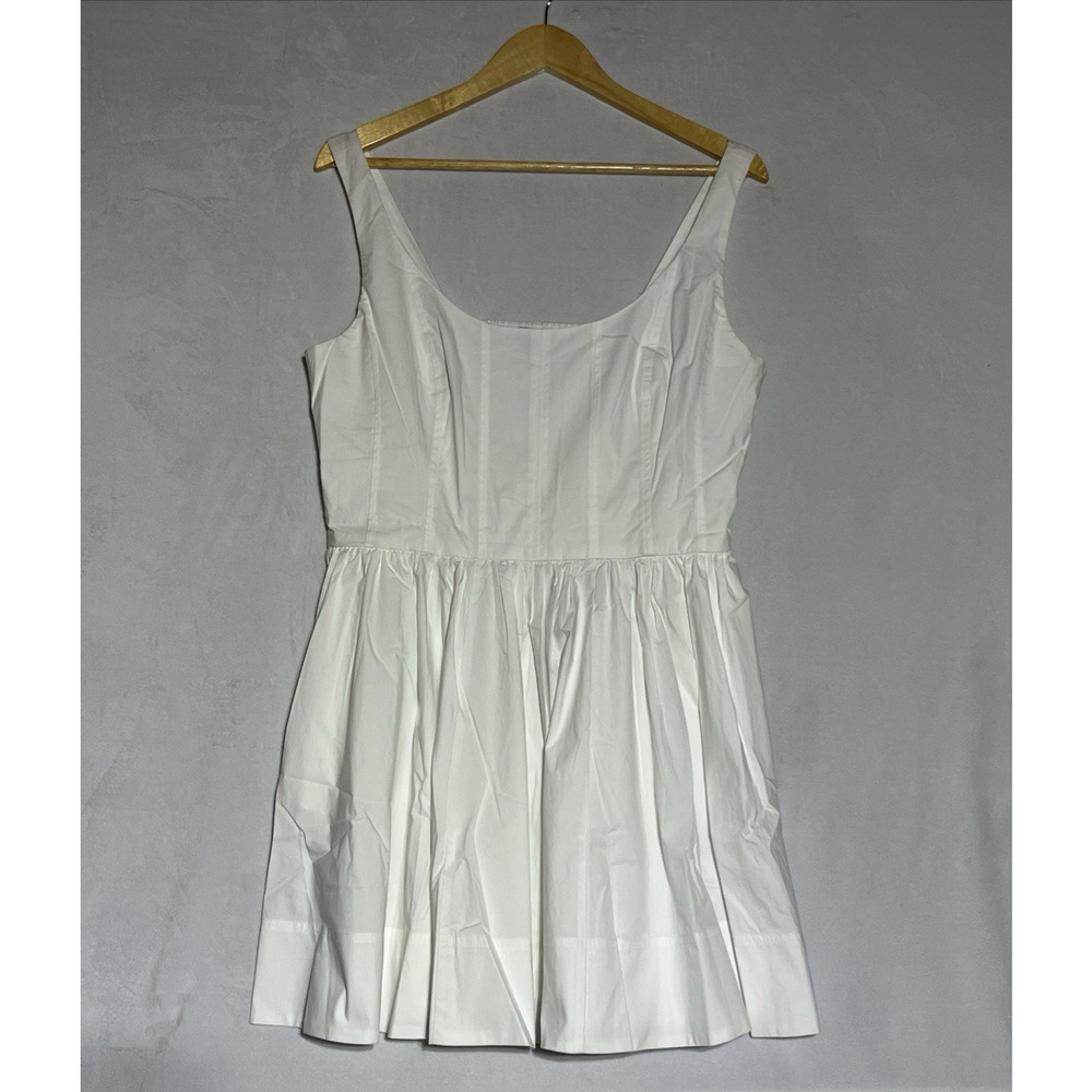 J Crew Fit and Flare Mini Dress 10 White Corset Swingy Skirt Poplin Stretch